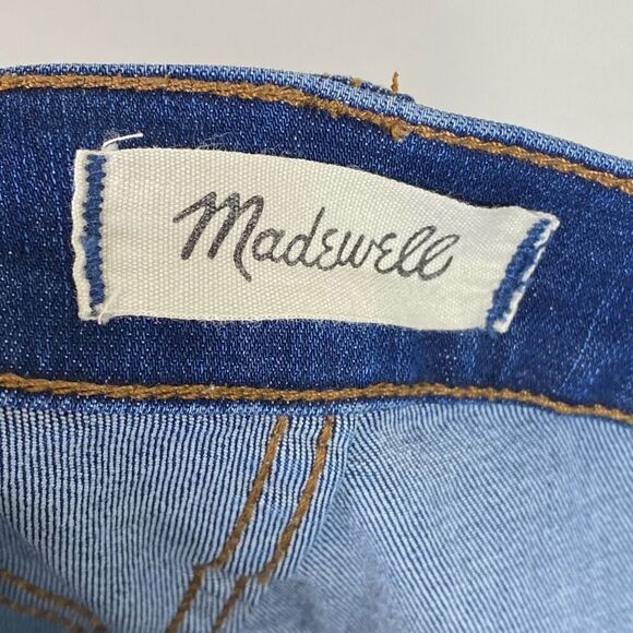 Madewell Dark Wash Distressed Denim Button Fly 10” High-Rise Skinny Jeans Sz 26 - Picture 5 of 9